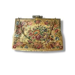 Vintage Petit Point Floral Tapestry Purse | Chain 5.5"